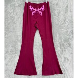 Urban Outfitters Pants Womens Large Flare Leg Butterfly Stretch Knit Athleisure